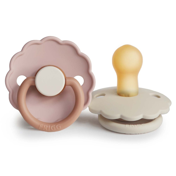 Fotoja e FRIGG Daisy Natural Rubber Pacifier 2 Pack - Biscuit/Cream