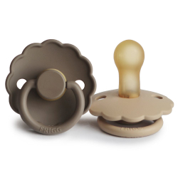 Fotoja e FRIGG Daisy Natural Rubber Pacifier 2 Pack - Croissant/Portobello