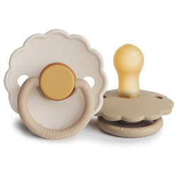 Fotoja e FRIGG Daisy Natural Rubber Pacifier 2 Pack - Chamomile/Croissant