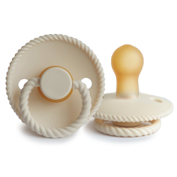 Fotoja e FRIGG Rope Latex Natural Rubber Pacifier 1 Piece - Cream