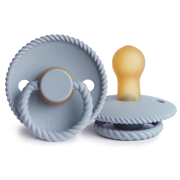 Fotoja e FRIGG Rope Latex Natural Rubber Pacifier 1 Piece - Powder Blue