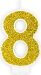 Fotoja e Qirinj dekorues numri 8, 7cm, i arit