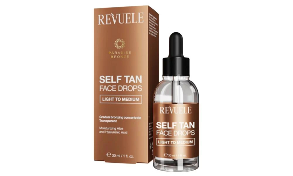 Fotoja e Serum vetënxirës Self Tan Face Drops Revuele Light To Medium, 30 ml