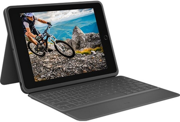 Fotoja e Mbrojtëse Logitech Rugged me tastierë për Apple iPad (gjenerata 7-të, 8-të), US, e zezë