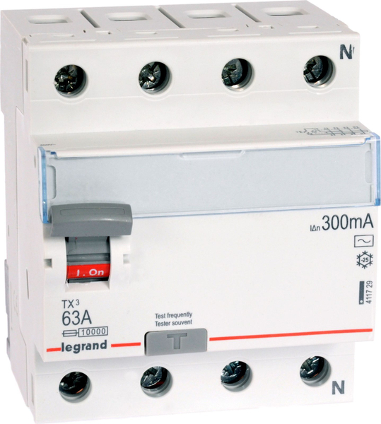 Fotoja e Ndërprerës diferencial Legrand RCD 4P 63A 0.3A tipi AC P304 - 411729