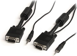 Fotoja e Kabllo StarTech D-Sub (VGA) - D-Sub (VGA) + Jack 3.5mm, 5 metra, e zezë