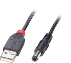 Fotoja e Kabllo Lindy USB-A - DC, 5.5mm, 1.5m, e zezë