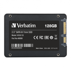 Fotoja e Disk i brendshëm SSD Verbatim Vi550 S3, 2.5", 128GB, i zi