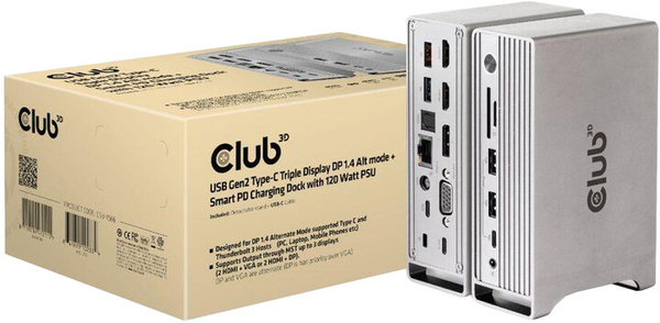 Fotoja e Stacion docking Club3D USB-C, Triple Display DP Alt mode Displaylink, PD 120W