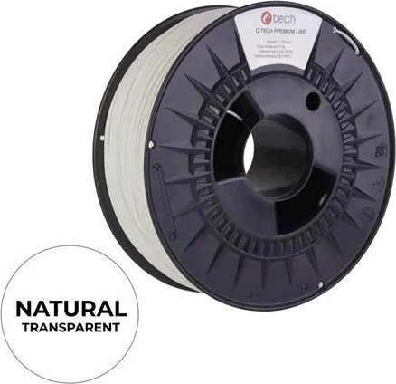 Fotoja e Filament printimi 3D C-Tech PREMIUM LINE, PETG, transparent, 1.75mm, 1kg