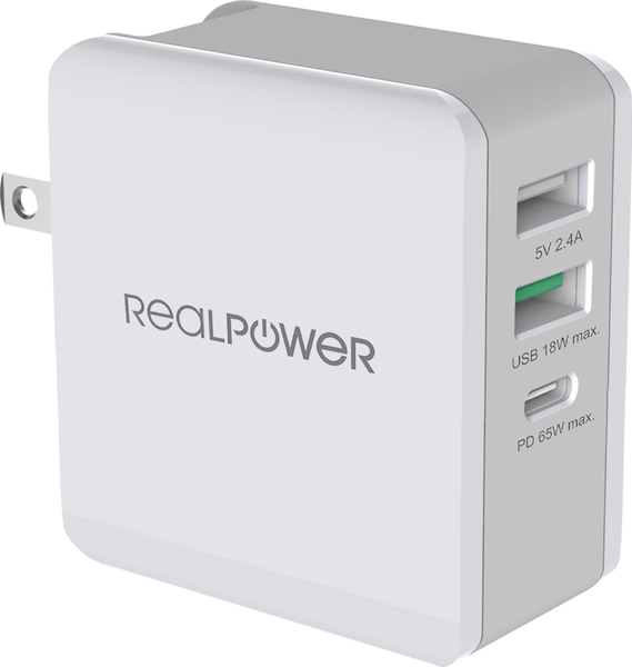 Fotoja e Karikues Realpower DeskCharge-65, 2x USB-A, 1X USB-C, i bardhë