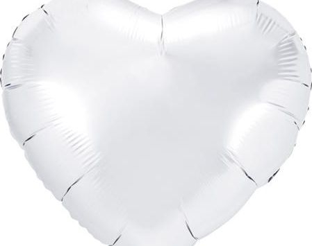 Fotoja e Balonë në formë zemre Party Deco, 45cm, e bardhë