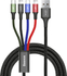 Fotoja e Kabllo Baseus USB-A - USB-C + microUSB + 2x Lightning, 1.2m, e zezë, Picture 1