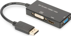 Fotoja e Komvertues Digitus DisplayPort - HDMI - D-Sub (VGA) - DVI, i zi