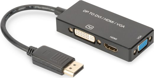Fotoja e Komvertues Digitus DisplayPort - HDMI - D-Sub (VGA) - DVI, i zi