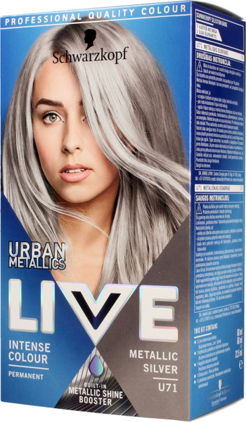 Fotoja e Ngjyrë për flokë Schwarzkopf Live Urban Metallics, Nr. U71 Argjend Metalike