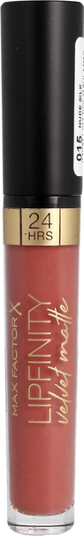Fotoja e Buzëkuq i lëngshëm Max Factor Lipfinity Velvet Matte, Nr. 015 Nude Silk, 3.5 g