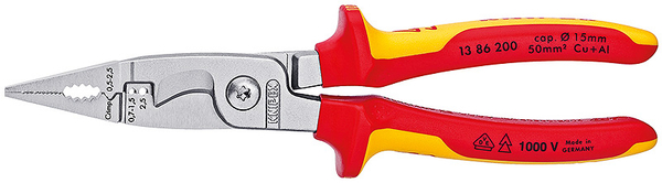 Fotoja e Dana elektrike Knipex 6-në-1, 200 mm, 1000V, VDE, të kuqe