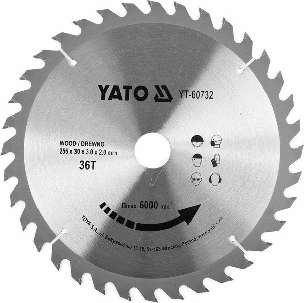 Fotoja e Disk prerës Yato Widia 255X36TX30MM
