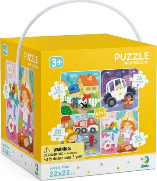 Fotoja e Puzzle 4 në 1 Dodo "Profesionet për fëmijë", 12/16/20/24 elemente, +3 vjeç