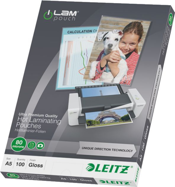 Fotoja e Folie laminimi Leitz UDT, A5, 80 mikron, transparente