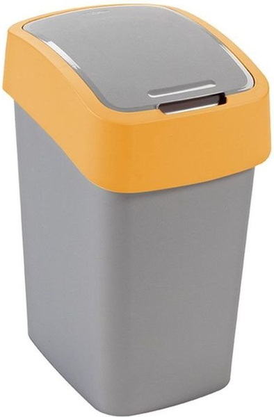 Fotoja e Kosh i mbeturinave Curver Pacific Flip, 10 l, i verdhë
