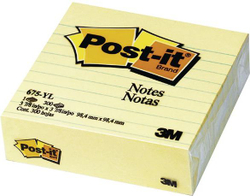 Fotoja e Letra ngjitëse Post-it 675-YL 100x100mm, me vija, të verdhë