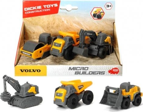 Fotoja e Set automjetesh ndërtimi Dickie Volvo, 3 copë, të verdhë / të hirtë