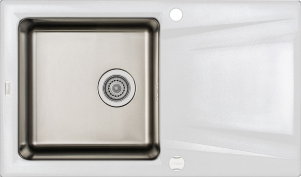 Fotoja e Lavaman Deante Prime Alabaster Granito-Stal, 860 x 500 x 220 cm, 3,5", i bardhë / i argjendtë