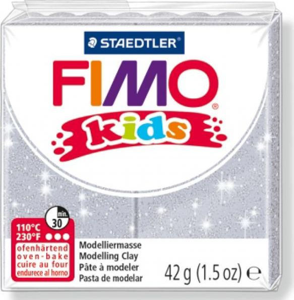 Fotoja e Plastike termoaktive argjilë për fëmijë Fimo, glitter argjend, 42g