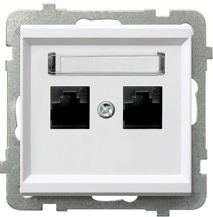 Fotoja e Prizë elektrike Ospel Sonata GPK-2R/K/m/00, 2xRJ45, e bardhë