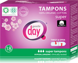 Fotoja e Tamponë Gentle Day, 100% Cotton Organic Super, 18 copë