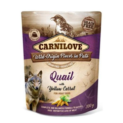 Fotoja e Ushqim CARNILOVE Paté Quail, për qen, me thëllëz dhe karrotë të verdhë, 300 g