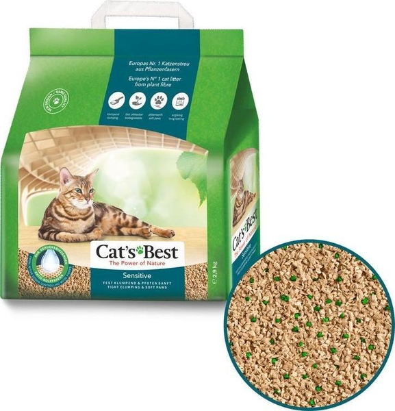 Fotoja e Rërë për mace Cats Best Sensitive Green Power Natyral, 8 l