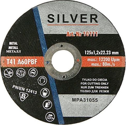 Fotoja e Disk argjendi për prerjen e metaleve Silver EX10111, 125 x 1.2 x 22.2 mm