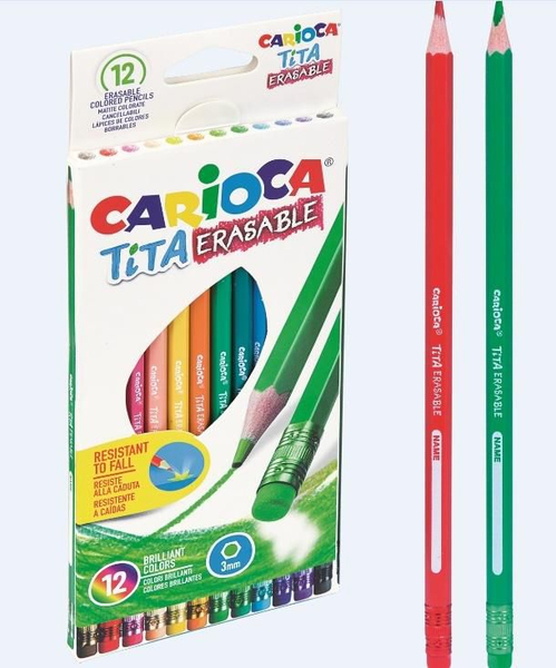 Fotoja e Set ngyrash me gomë Carioca Erasable, 12 ngjyra