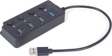 Fotoja e Shpërndarës Gembird USB HUB I/O, i zi