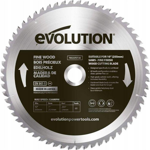 Fotoja e Sharrë rrethore për dru Evolution Widia, 255 mm / 60z