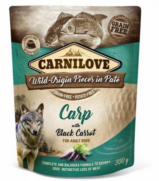 Fotoja e Ushqim Carnilove Dog Paté Carp, për qen, krap me karrota të zeza, 300 g
