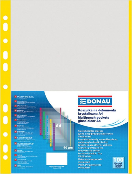 Fotoja e Këllëfe per dokumenta Donau, A4, 100 copë, transparente