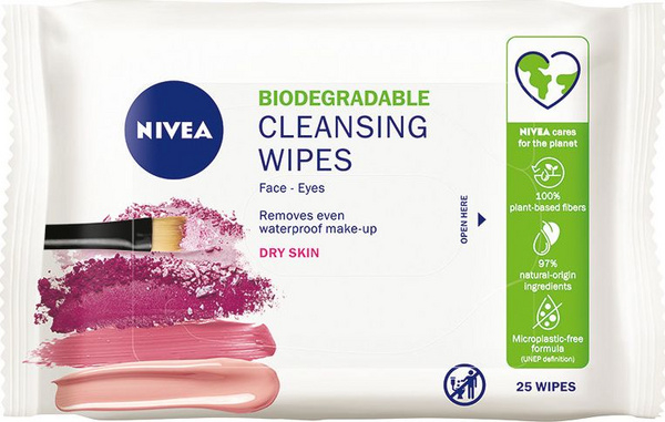 Fotoja e Peceta për pastrimin e fytyrës Nivea Aqua Effect 3në1, 25 copë