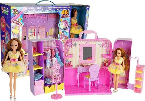 Fotoja e Lodër gardërobë me pasqyrë, set rrobash, LEANToys Doll, 26cm