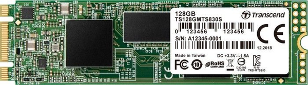 Fotoja e Disk M.2 SATA, Transcend 830S, 128 GB, M.2 2280, SATA III, 560 MB/s lexim, 380 MB/s shkrim, 3D NAND