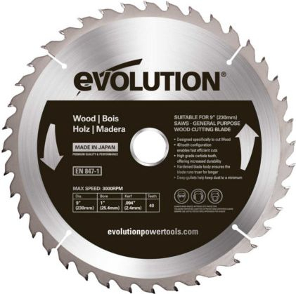 Fotoja e Disk rrethor për dru Evolution GW230TCT-40, Ø 230 mm, 40 dhëmbë, 25,4 mm