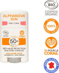 Fotoja e Krem për mbrojtje nga dielli Alphanova Sun, me një shkop me filtër, SPF50+, Pink Coral, 12 g