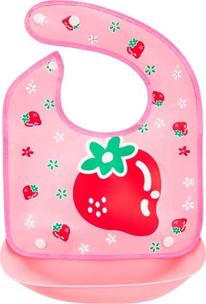 Fotoja e Përparëse për bebe BOC0566-BIB, luleshtrydhe / rozë