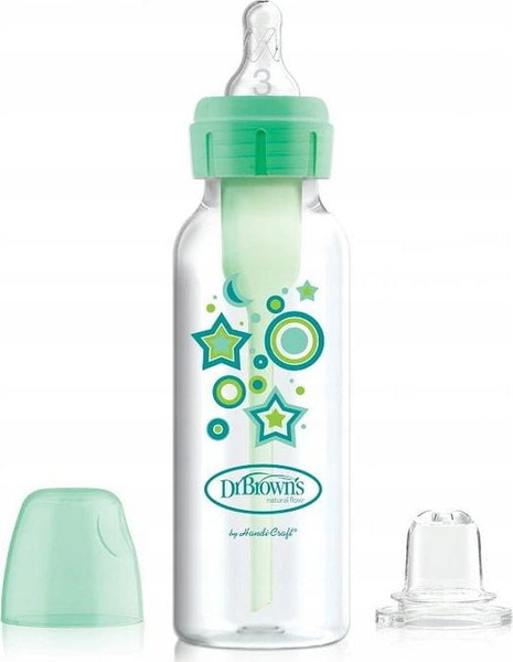 Fotoja e Shishe për foshnje Dr. Browns, 270ml, transparente/ e gjelbër, +6 m