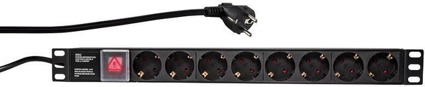 Fotoja e Kabllo energjie LogiLink PDU 19", 1U, 8x Schuko CEE 7/3, 2 m, i zi