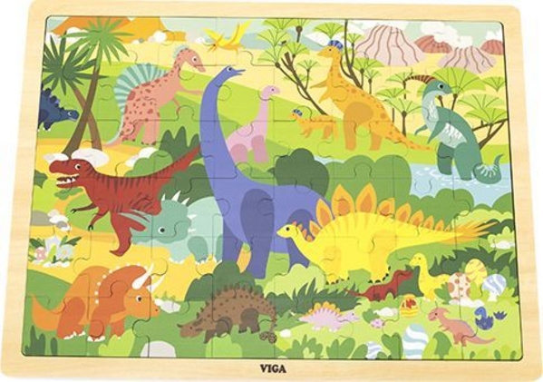 Fotoja e Puzzle për fëmijë Viga, We Meet Dinosaurs 44584, 48 pjesë, shumëngjyrëshe