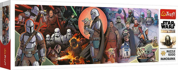 Fotoja e Lojë puzzle Trefl Panorama of the Adventures of Mandalorian, 1000 copë